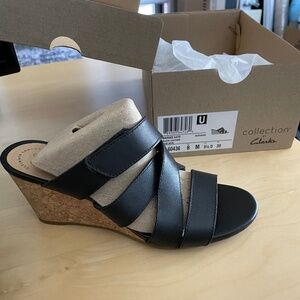 NIB Clarks lather wedge Margee Kate, 8M